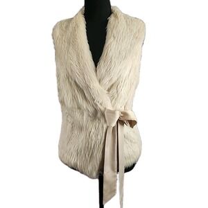Boho Faux Fur Vest Ivory Cream Hippie Bohemian Festival Penny Lane Wrap Womens S